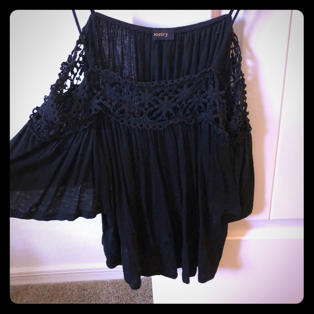 Black and crochet top